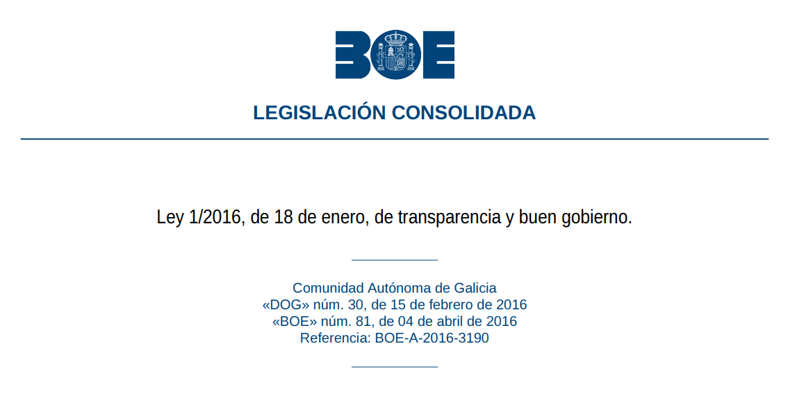 Test de la Ley 1/2016, de 18 de enero, de transparencia y buen gobierno
